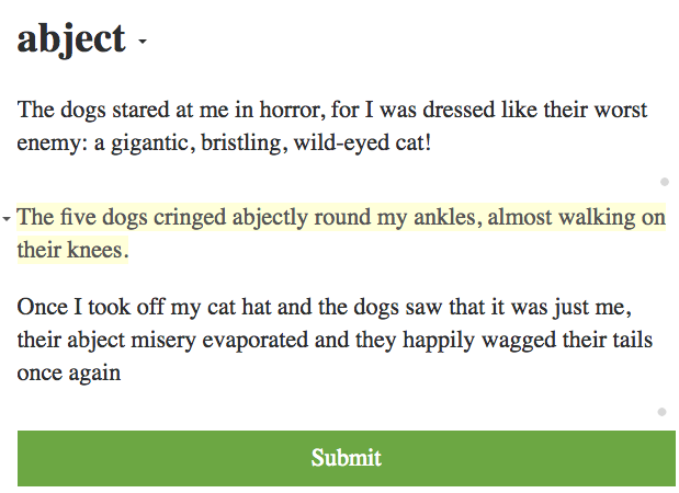 Sample writing assignment: abject