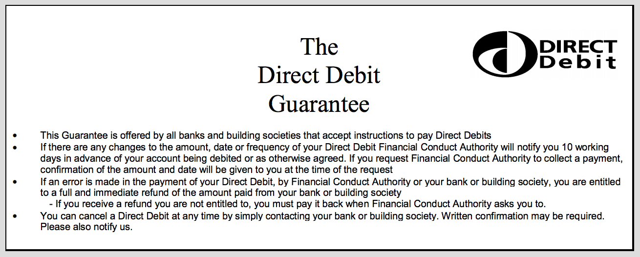 direct debit rules form Florence · Guarantee? is What Debit the Direct